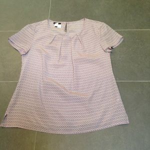 100% silk blouse with pink/black geometric print, 2P